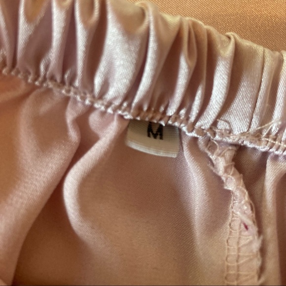 Light Pink Silky Smooth Pajamas with Black Piping, Button Down Top - Picture 4 of 8